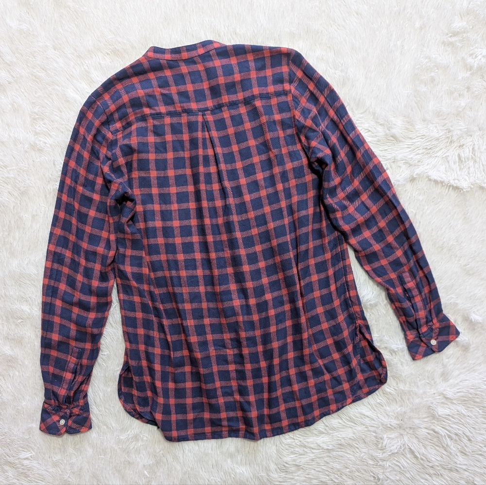 Gap Red & Blue Plaid Pintuck Popover Half Button Up Oversized Top Size XS - Picture 7 of 11